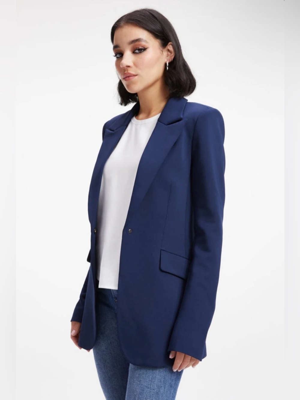 🖤 Good American Fitted Scuba Blazer – Navy – Size 6 (NWT)